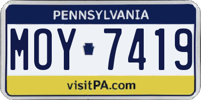 PA license plate MOY7419