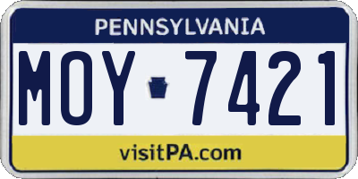 PA license plate MOY7421