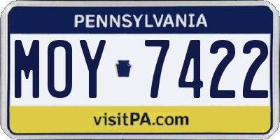 PA license plate MOY7422