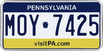 PA license plate MOY7425