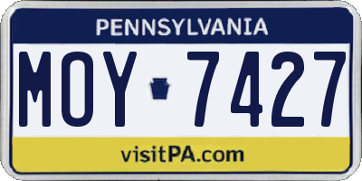 PA license plate MOY7427
