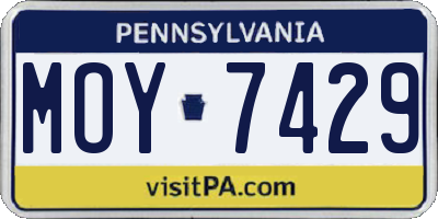 PA license plate MOY7429