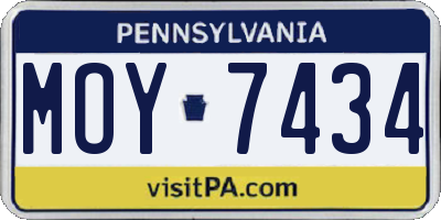 PA license plate MOY7434