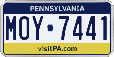PA license plate MOY7441