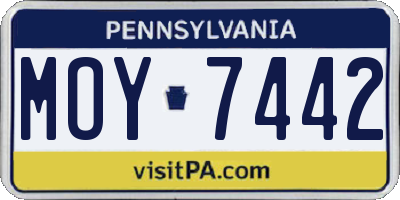PA license plate MOY7442