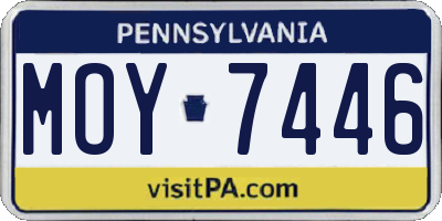 PA license plate MOY7446