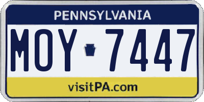 PA license plate MOY7447