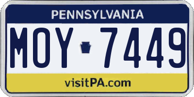 PA license plate MOY7449