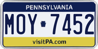 PA license plate MOY7452