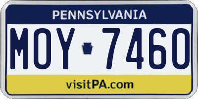 PA license plate MOY7460