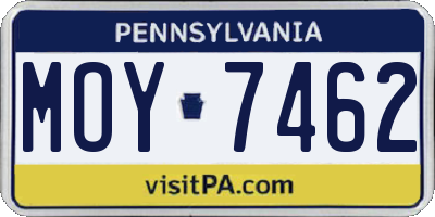 PA license plate MOY7462