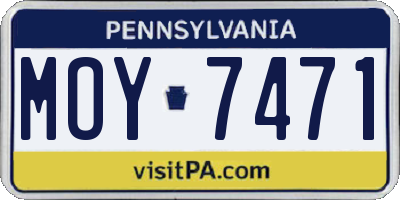 PA license plate MOY7471