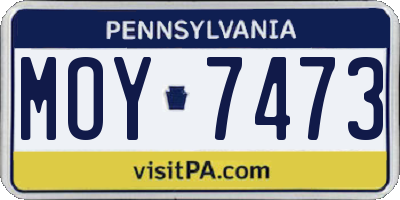 PA license plate MOY7473