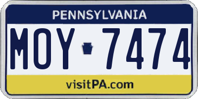 PA license plate MOY7474