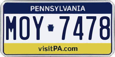 PA license plate MOY7478