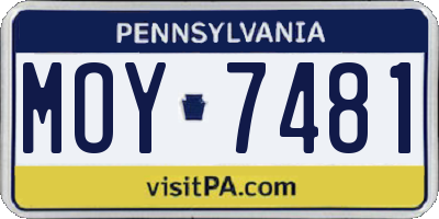 PA license plate MOY7481
