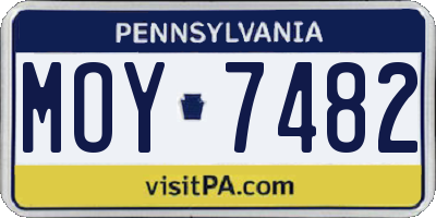 PA license plate MOY7482