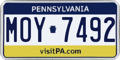PA license plate MOY7492