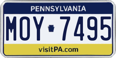 PA license plate MOY7495