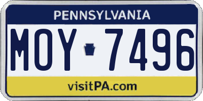 PA license plate MOY7496