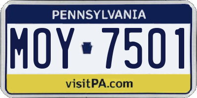 PA license plate MOY7501