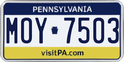 PA license plate MOY7503