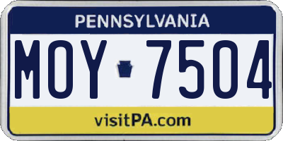 PA license plate MOY7504