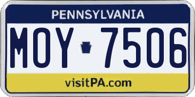 PA license plate MOY7506