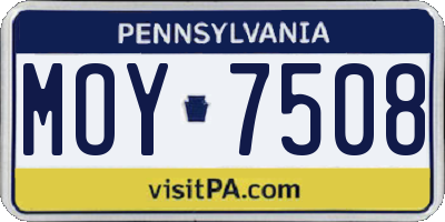PA license plate MOY7508