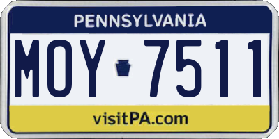 PA license plate MOY7511