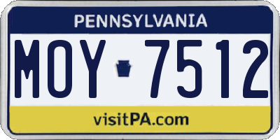 PA license plate MOY7512