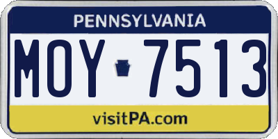 PA license plate MOY7513