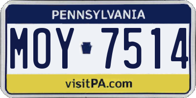 PA license plate MOY7514