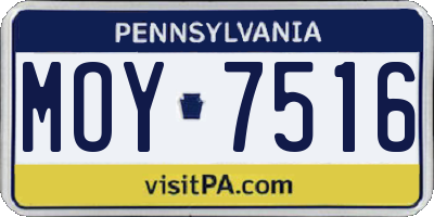PA license plate MOY7516