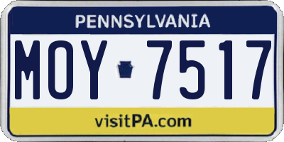 PA license plate MOY7517