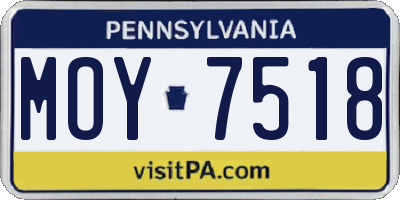PA license plate MOY7518