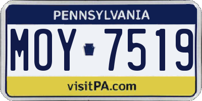 PA license plate MOY7519