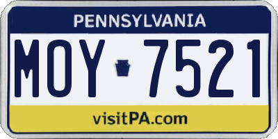 PA license plate MOY7521