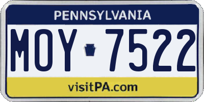 PA license plate MOY7522