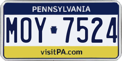PA license plate MOY7524