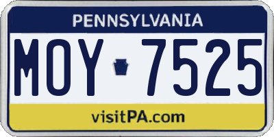 PA license plate MOY7525