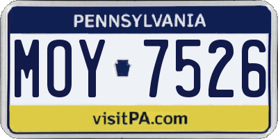 PA license plate MOY7526
