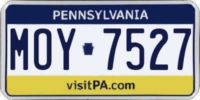 PA license plate MOY7527