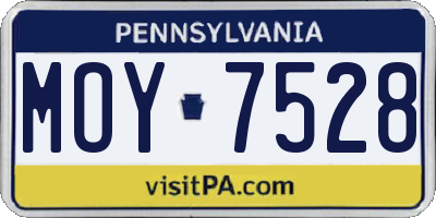 PA license plate MOY7528