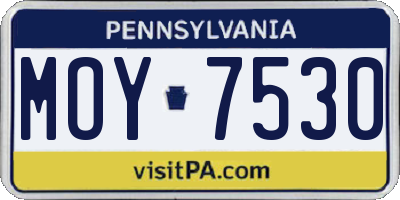 PA license plate MOY7530