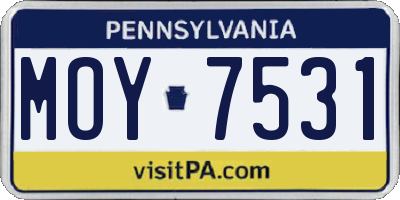 PA license plate MOY7531