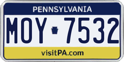 PA license plate MOY7532