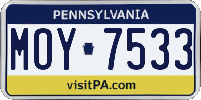 PA license plate MOY7533