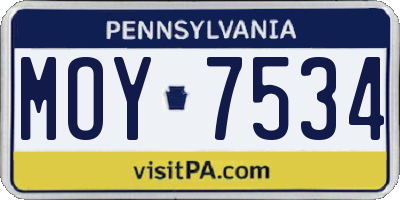 PA license plate MOY7534