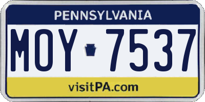 PA license plate MOY7537